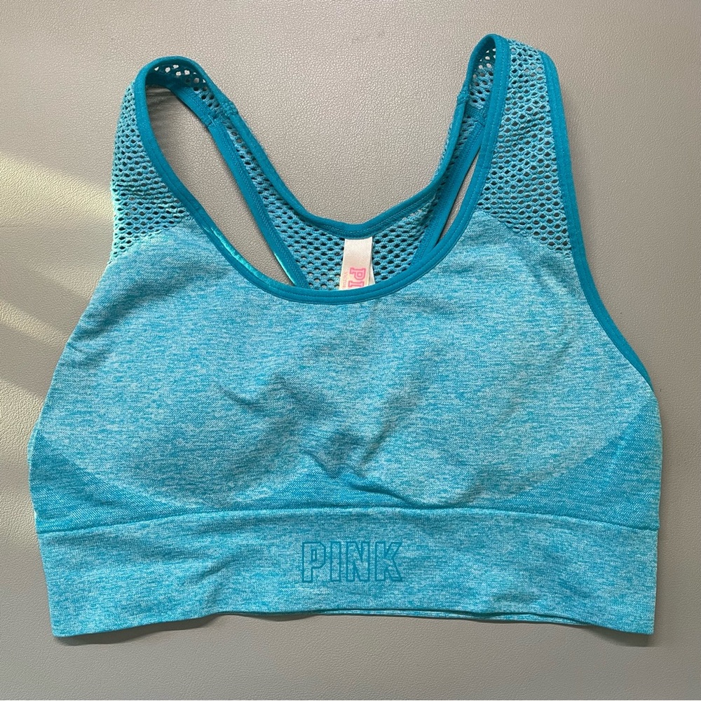 PINK Victoria's Secret Blue Racerback Sports Bra